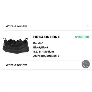 Hoka One One BLACK tennis shoe. Size 8.5